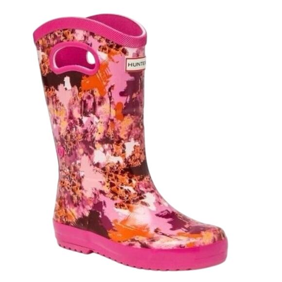 Hunter for Target Kids' Abstract Print Tall Rain Boots - Pink Girls Size 3 - Picture 1 of 8
